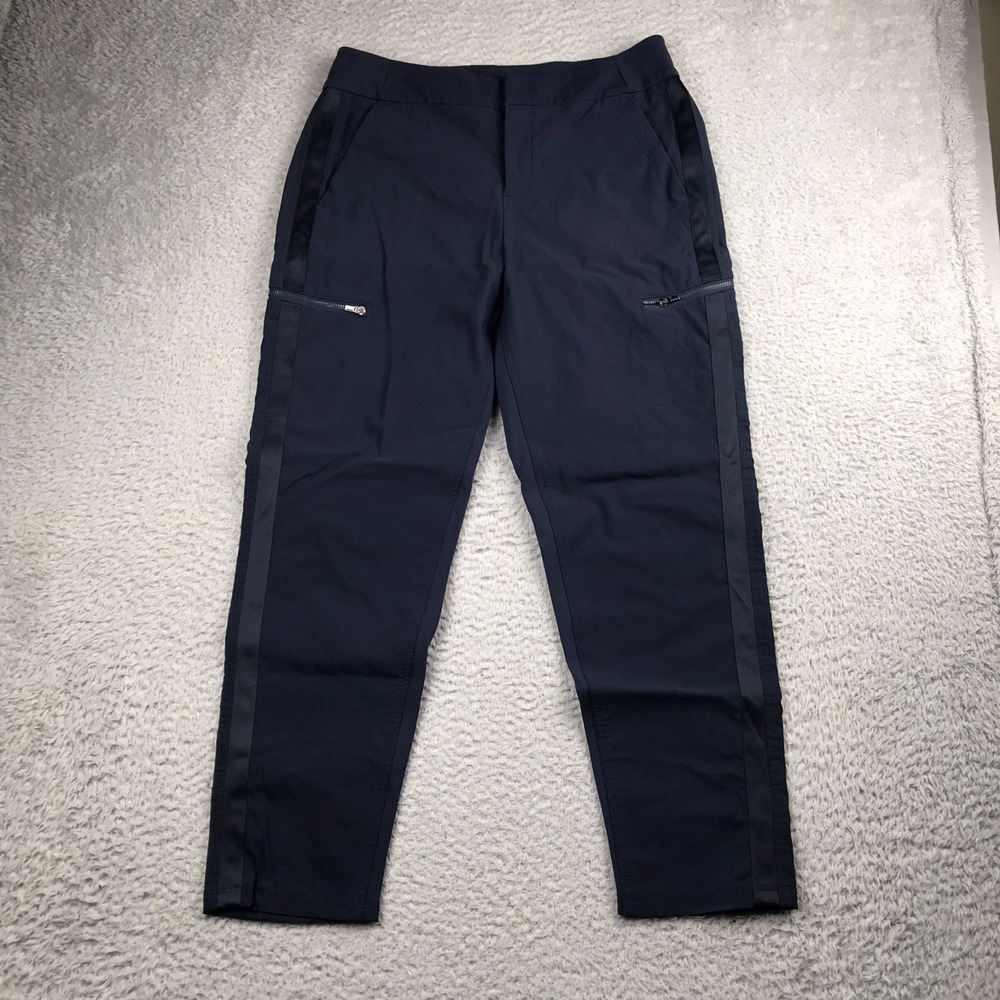 Athleta Wander Hybird Pants Womens 12 (33x28) Navy Side Stripe Performance Cargo